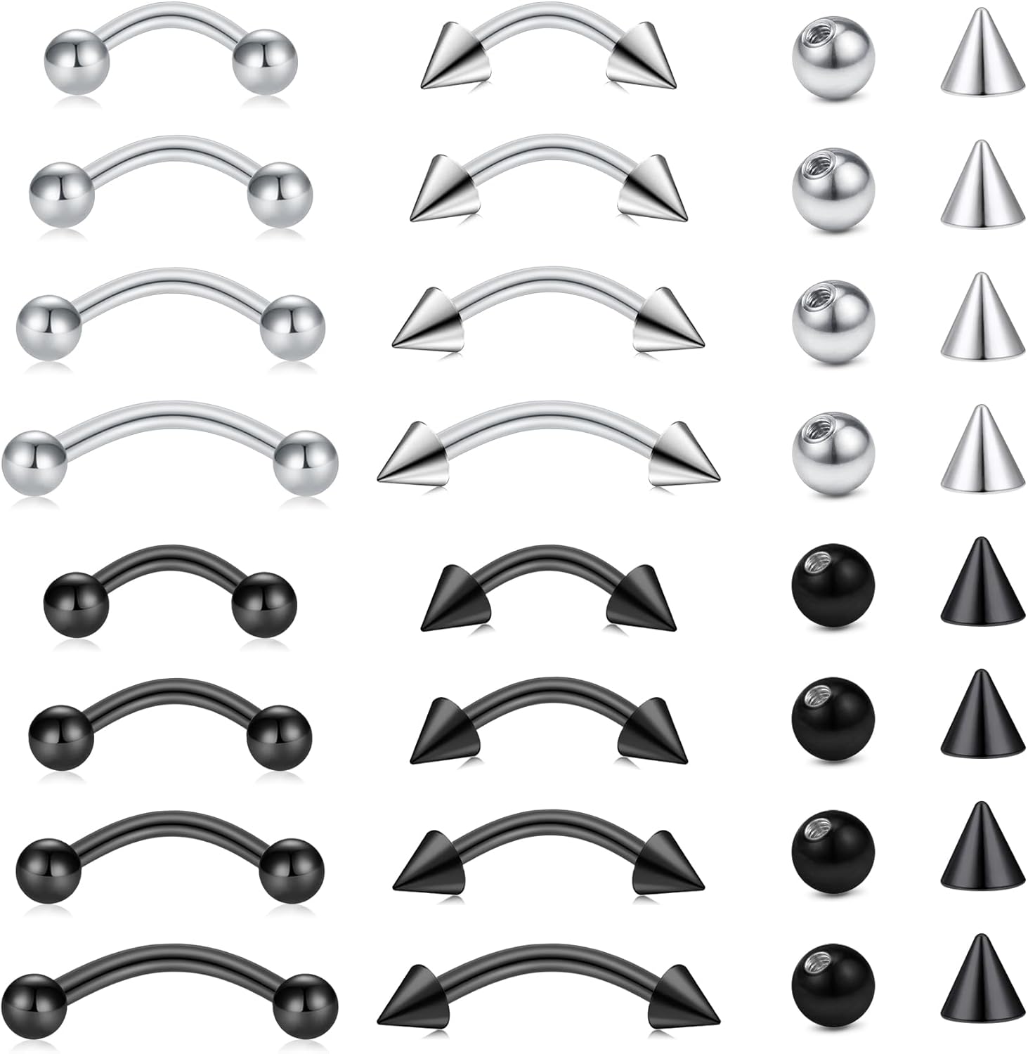 Rook Curved Barbell - Set da 32 pz. in Acciaio