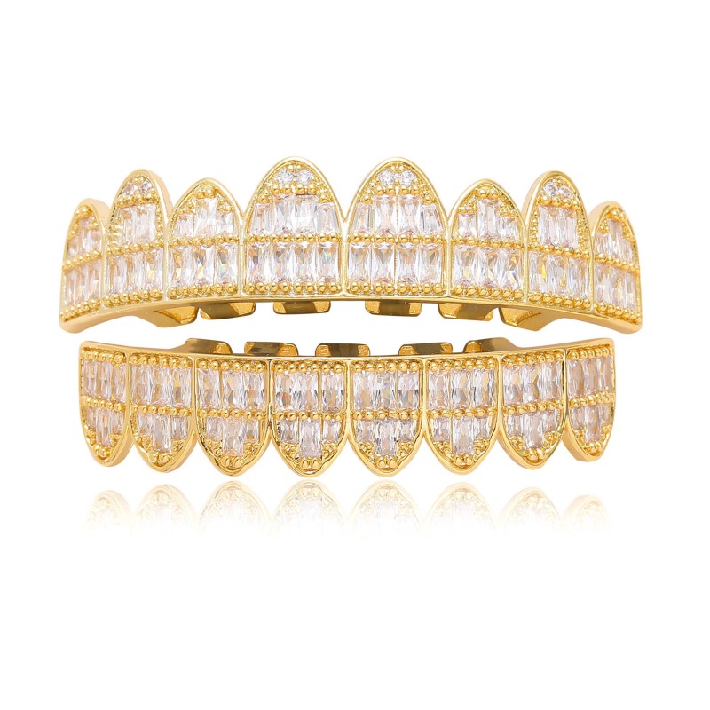 Body Jewelry Real Gold - Hiphop Iced Out T Square zircone