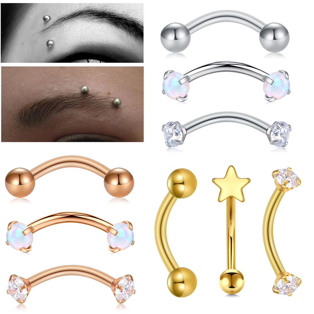Rook Curved Barbell - 3Pcs anelli per sopracciglia curvo bilanciere