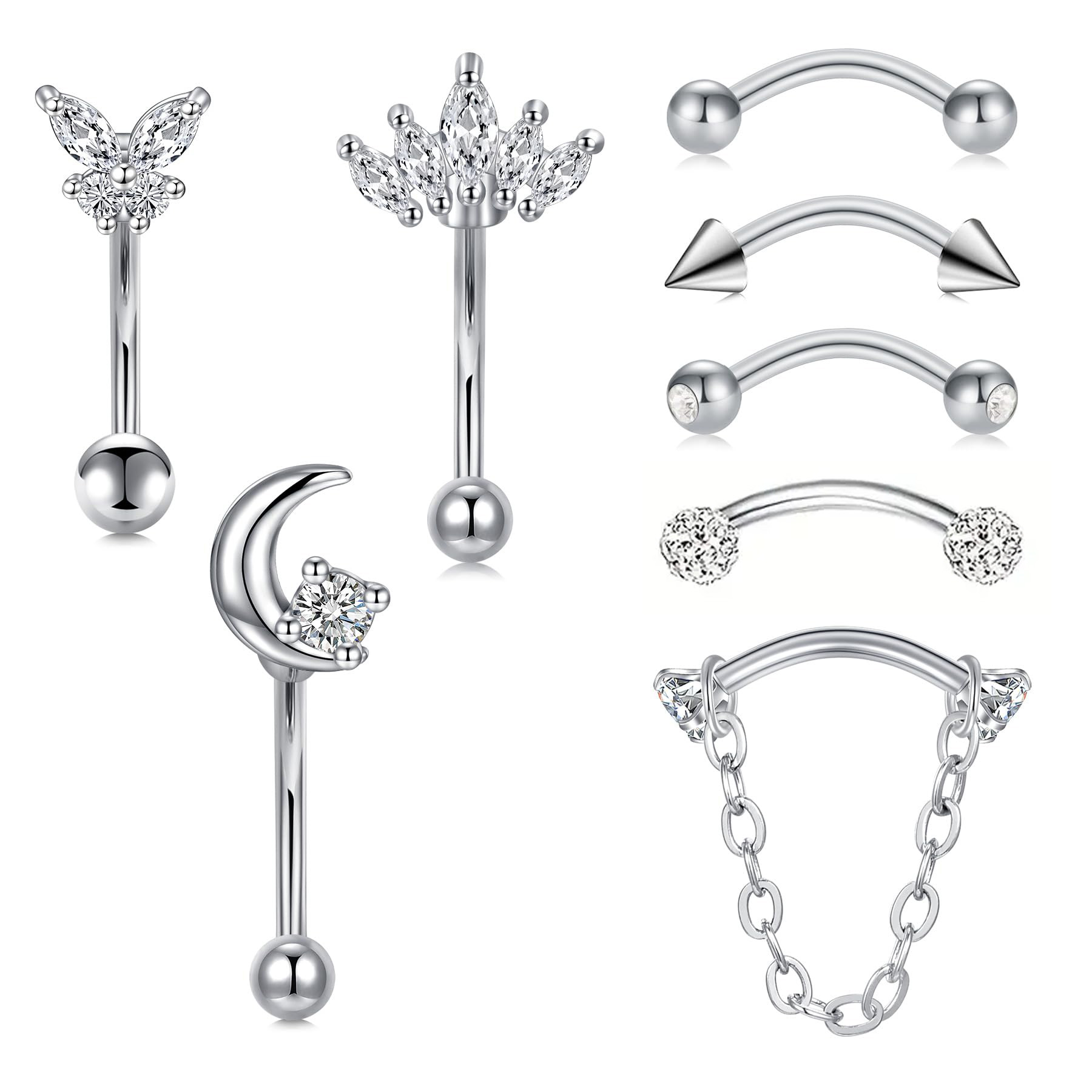 Rook Curved Barbell - 8PCS / Set 16G anelli sopracciglia