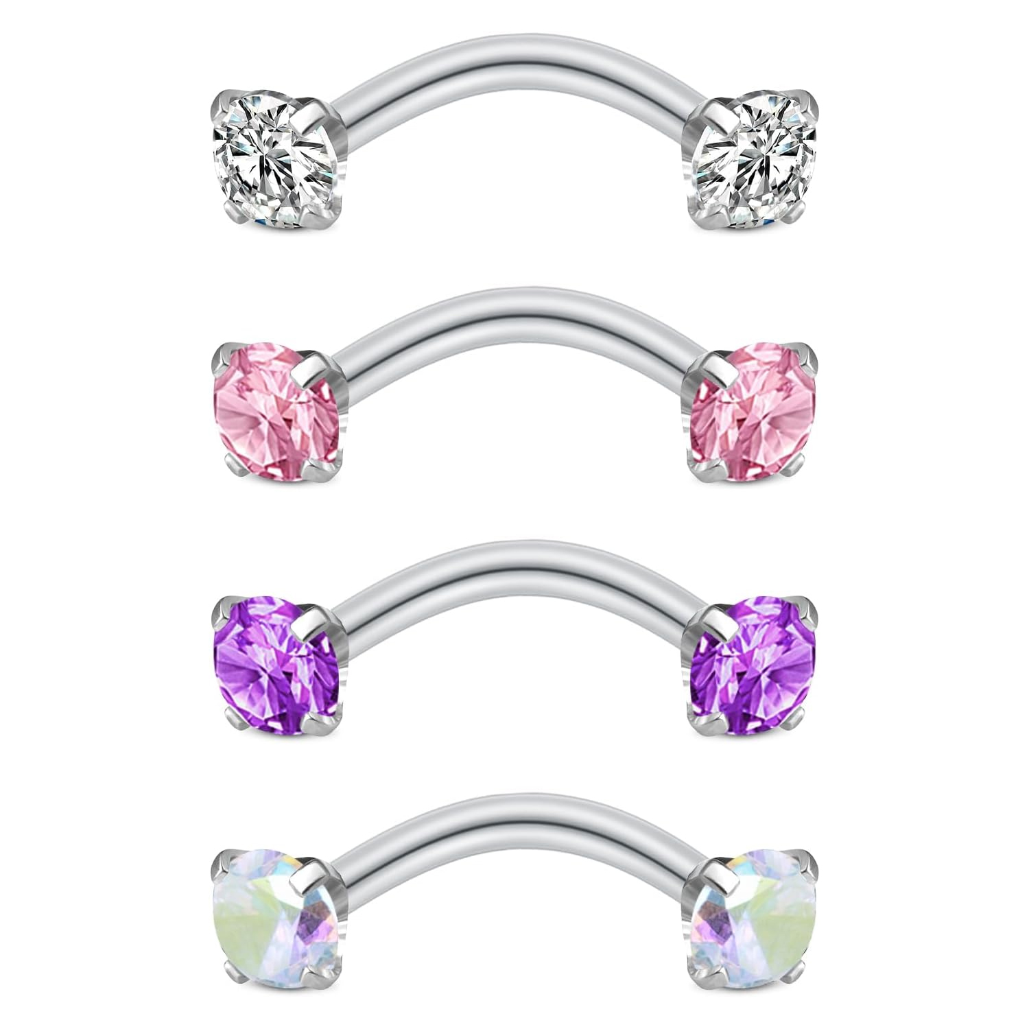 Rook Curved Barbell - Orecchini torre per le donne rosa