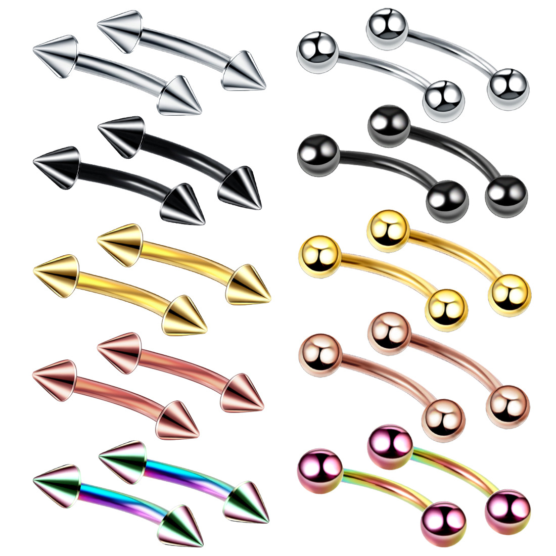 Rook Curved Barbell - 20 pz/set acciaio sopracciglio Banana Piercing