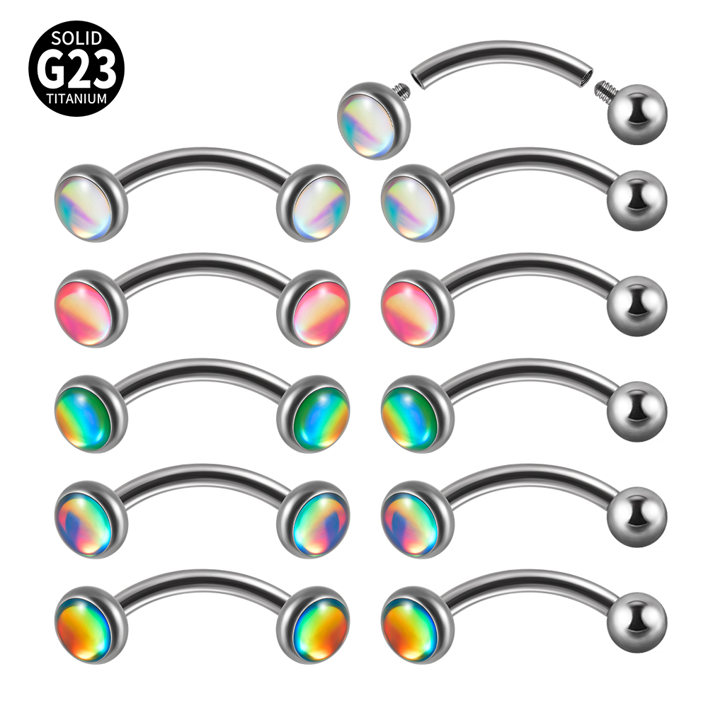 Rook Curved Barbell - 1PC G23 TItanio 16G Flash Gem