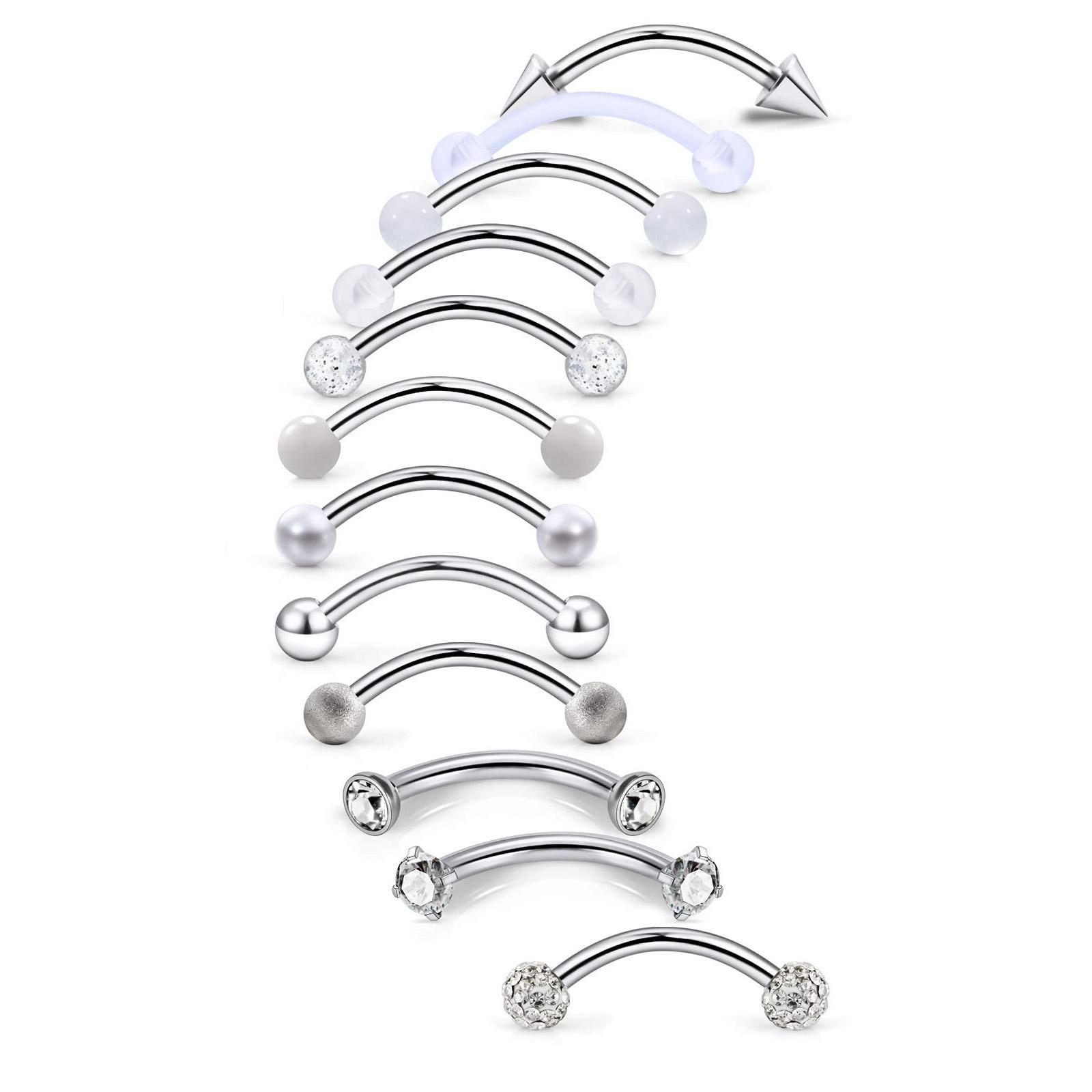Rook Curved Barbell - 10/11/12pcs 16G in acciaio inossidabile curvo
