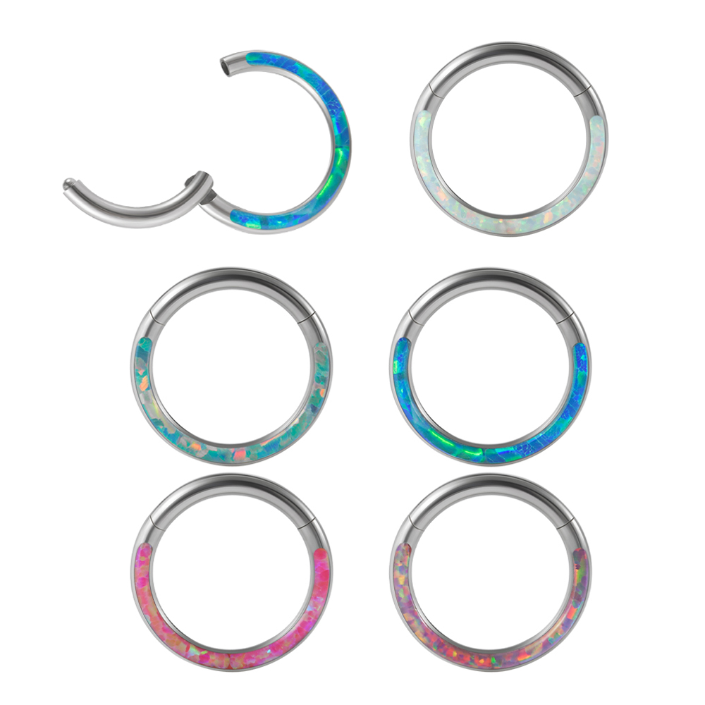 Body Jewelry Quality - 1PC Acciaio Chirurgico Opale Incernierato Clicker