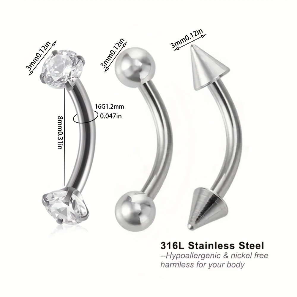 3pcs 16G orecchini torre accia - Rook Curved Barbell recensione e prezzo