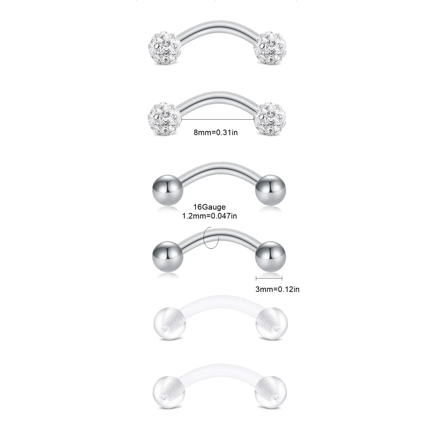 6pcs/Set Elegante carino 16G c - Rook Curved Barbell recensione e prezzo